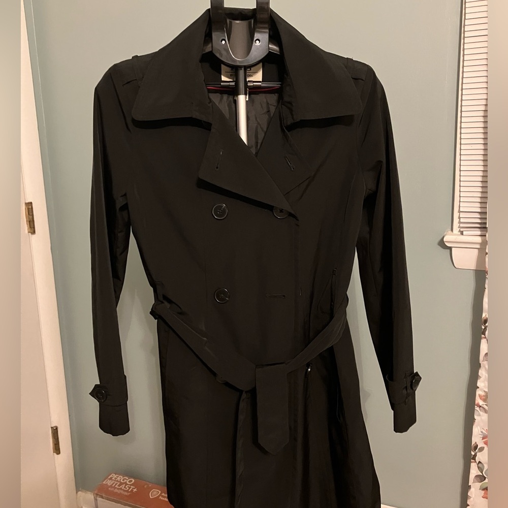 Fog by London Fog Black Trench Coat Women’s Small Classic Belted
